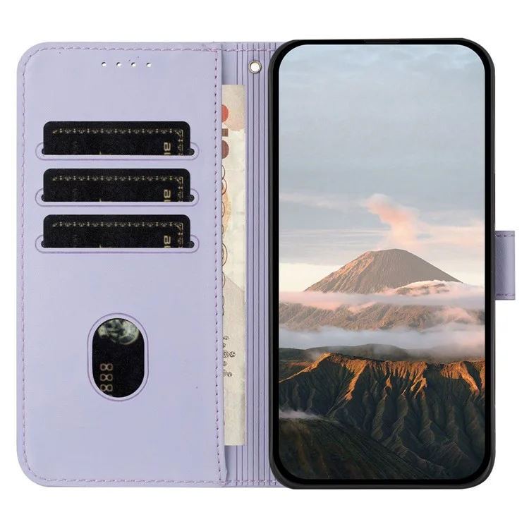 For Motorola Edge 50 Pro 5G Case Triangle Imprint Leather Phone Cover with Lanyard - Light Purple