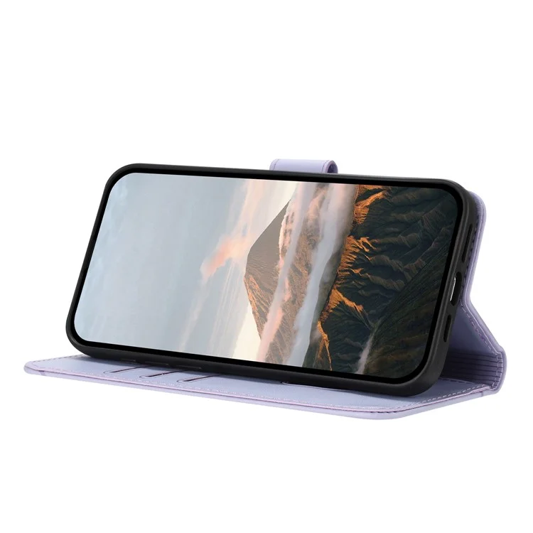 For Motorola Edge 50 Pro 5G Case Triangle Imprint Leather Phone Cover with Lanyard - Light Purple