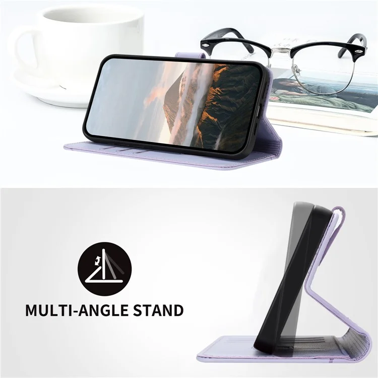 For Motorola Edge 50 Pro 5G Case Triangle Imprint Leather Phone Cover with Lanyard - Light Purple