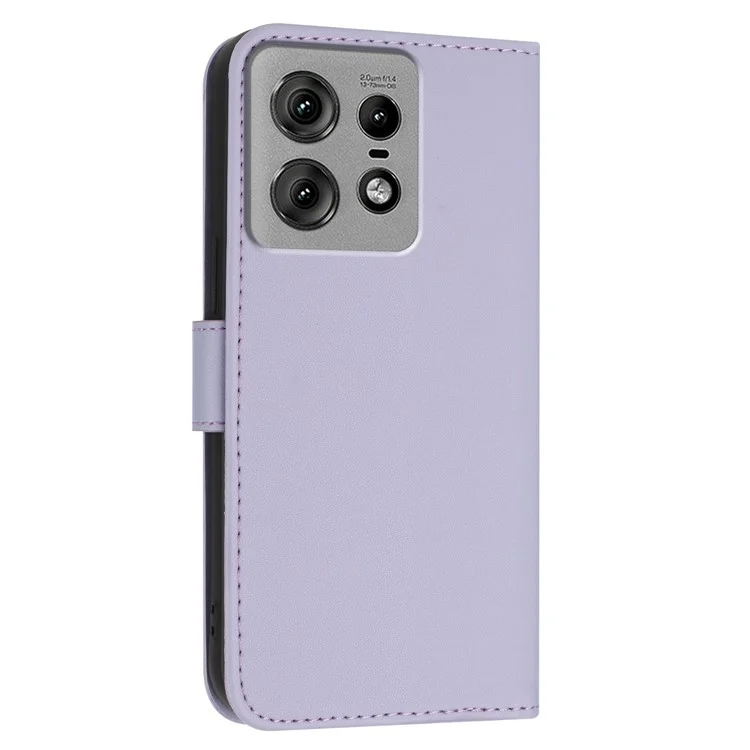 For Motorola Edge 50 Pro 5G Case Triangle Imprint Leather Phone Cover with Lanyard - Light Purple