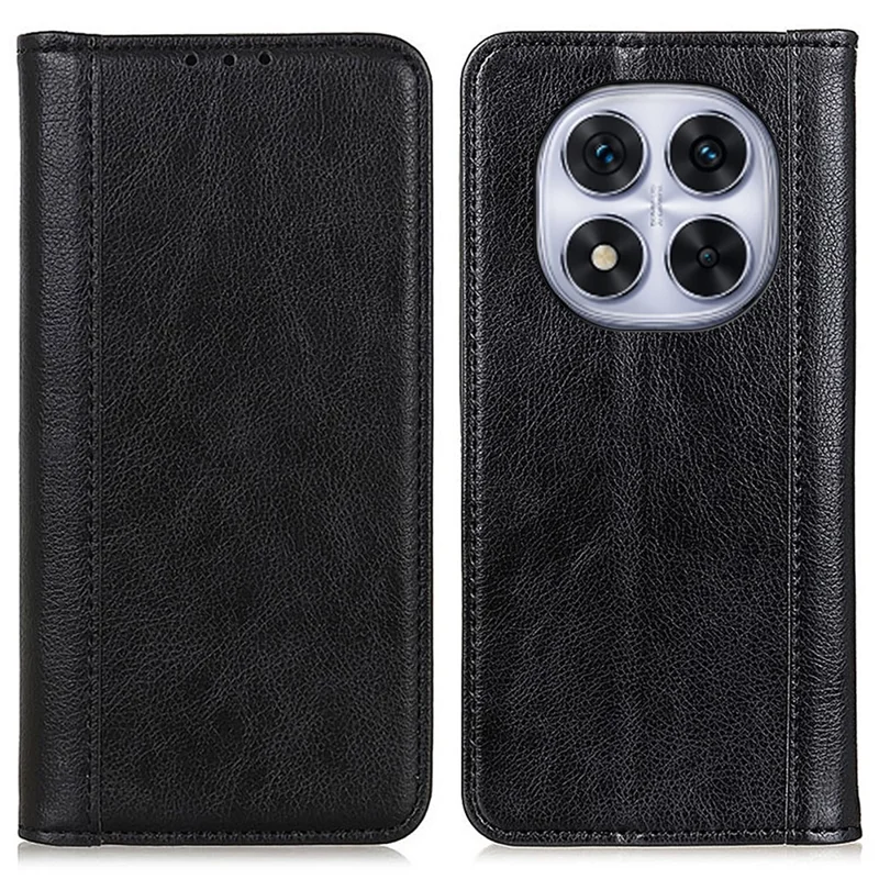 For Xiaomi Redmi Note 14 Pro 4G Stand Case Split Leather Litchi Texture Wallet Phone Cover - Black