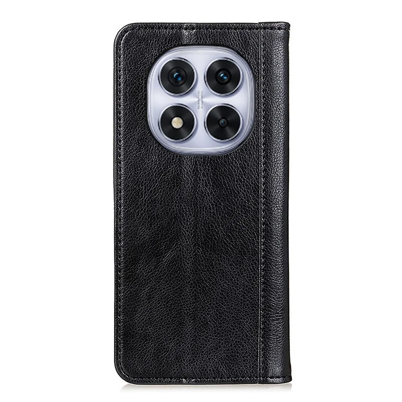 For Xiaomi Redmi Note 14 Pro 4G Stand Case Split Leather Litchi Texture Wallet Phone Cover - Black