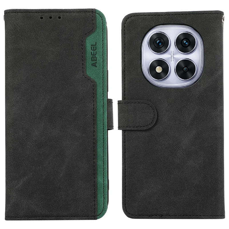 ABEEL For Xiaomi Redmi Note 14 Pro 4G Case Color Splicing Leather RFID Blocking Phone Cover - Black