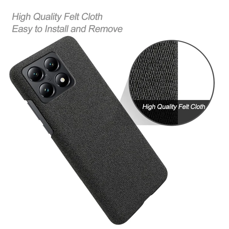 For Xiaomi 14T Phone Case Cloth Texture Anti-Scratch Protective PC Back Cover - Black