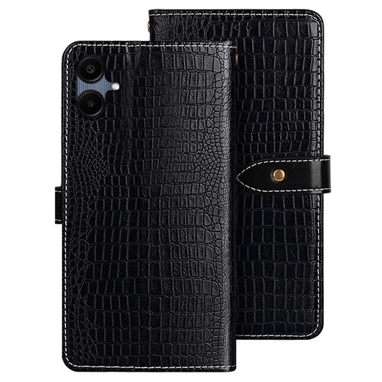 IDEWEI Hülle für Samsung Galaxy A06 mit Krokodilleder-Textur, PU-Leder, Flip-Cover - Schwarz