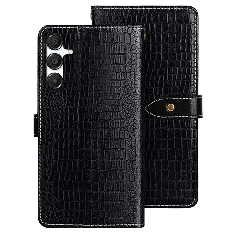 IDEWEI Hülle für Samsung Galaxy A16 5G / 4G Krokodillederoptik PU-Leder Flip-Cover - Schwarz