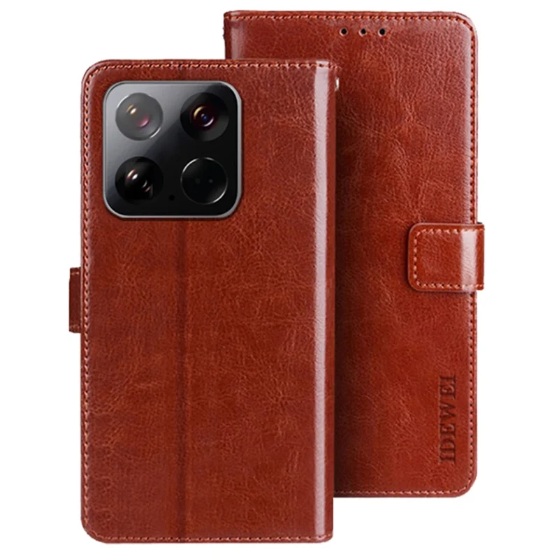 Funda de cuero con textura de caballo loco para Xiaomi 15 Stand - Marrón