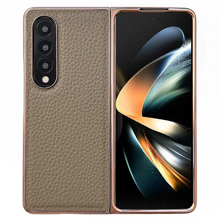 Para Samsung Galaxy Z Fold4 5G Star Starpre a Improvisación de Cadena Case de Teléfono PU Cool Hard PC Cubierta de Carcasa Nano Electroplatando - Gris