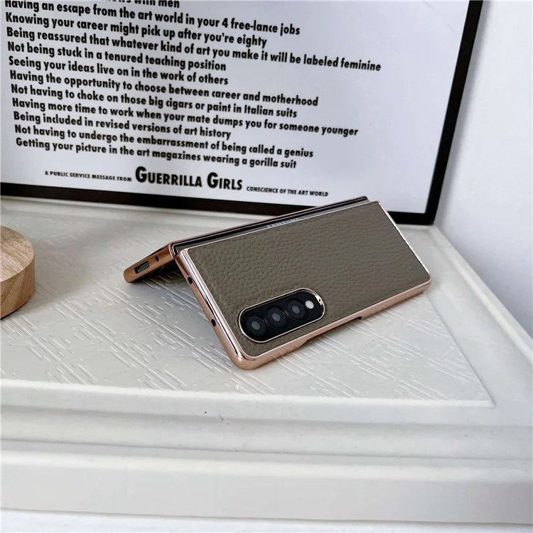 Para Samsung Galaxy Z Fold4 5G Star Starpre a Improvisación de Cadena Case de Teléfono PU Cool Hard PC Cubierta de Carcasa Nano Electroplatando - Gris