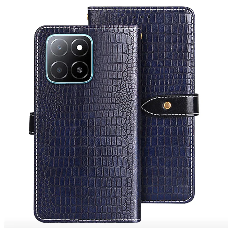 IDEWEI etui na Honor X5b, etui typu flip z sztuczną skórą o fakturze krokodyla - niebieski