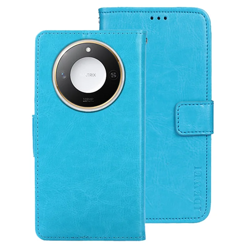 IDEWEI For Honor X60 5G Stand Case Crazy Horse Texture Leather Phone Cover - Sky Blue