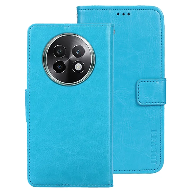 IDEWEI For Realme Realme 13+ 5G / 13 Pro 5G (China) Stand Case Crazy Horse Texture Leather Phone Cover - Sky Blue