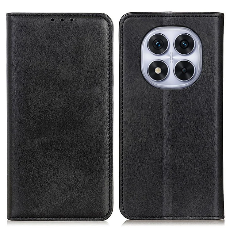 Custodia in pelle spaccata con chiusura a portafoglio per Xiaomi Redmi Note 14 Pro 4G - Nero