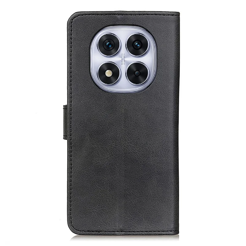 For Xiaomi Redmi Note 14 Pro 4G Stand Wallet Case Cowhide Texture Leather Phone Cover - Black
