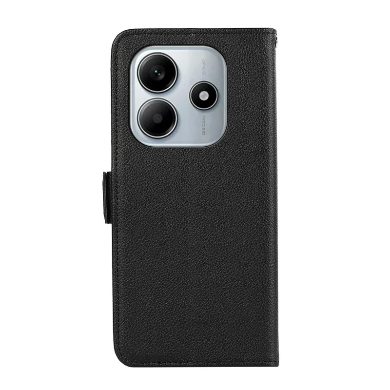 ABEEL Capa para Xiaomi Redmi Note 14 4G, textura de lichia, cobertura de telefone de couro com bloqueio RFID - Preto