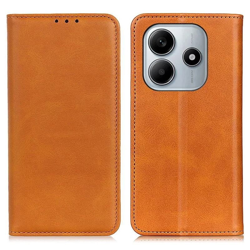 Custodia in pelle divisa a portafoglio per Xiaomi Redmi Note 14 4G - Marrone