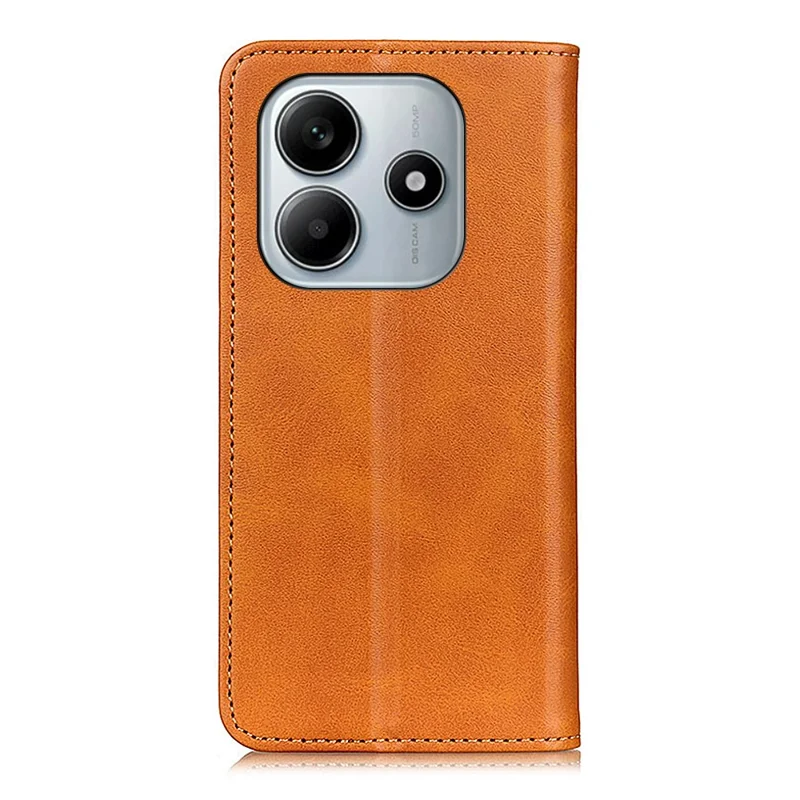Custodia in pelle divisa a portafoglio per Xiaomi Redmi Note 14 4G - Marrone