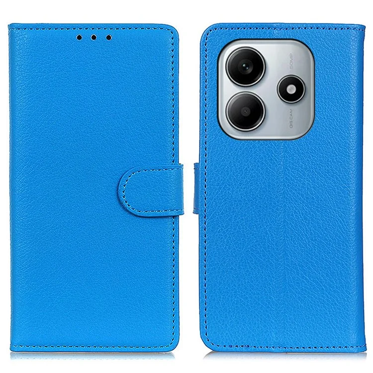 Für Xiaomi Redmi Note 14 4G Wallet Case PU Leder Handyhülle Litschi Textur - Blau