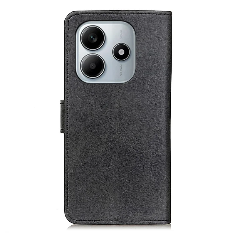 For Xiaomi Redmi Note 14 4G (163.25mm) Stand Wallet Case Cowhide Texture Leather Phone Cover - Black