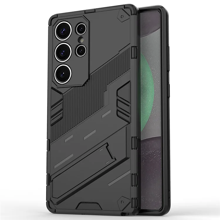 Для Samsung Galaxy S25 Ultra Case PC+TPU Shockproof Phone Cover with Kickstand - Black
