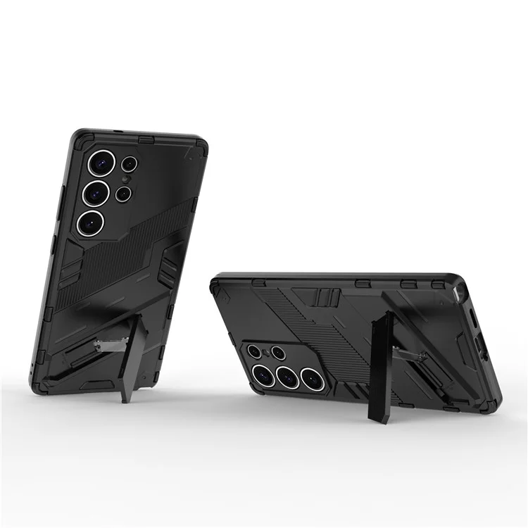 Для Samsung Galaxy S25 Ultra Case PC+TPU Shockproof Phone Cover with Kickstand - Black