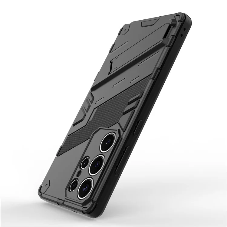 Для Samsung Galaxy S25 Ultra Case PC+TPU Shockproof Phone Cover with Kickstand - Black