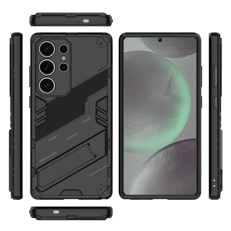 Для Samsung Galaxy S25 Ultra Case PC+TPU Shockproof Phone Cover with Kickstand - Black