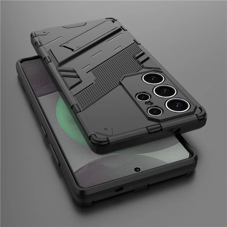 Для Samsung Galaxy S25 Ultra Case PC+TPU Shockproof Phone Cover with Kickstand - Black
