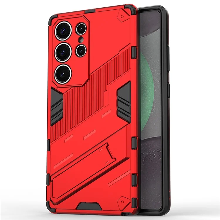 For Samsung Galaxy S25 Ultra Case PC+TPU Shockproof Phone Cover with Kickstand - Red