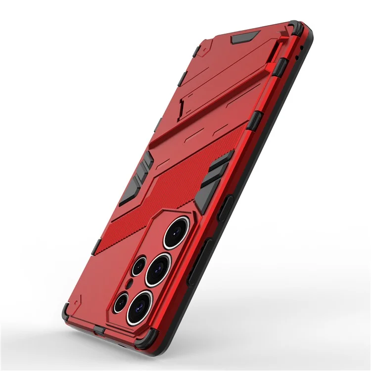 For Samsung Galaxy S25 Ultra Case PC+TPU Shockproof Phone Cover with Kickstand - Red
