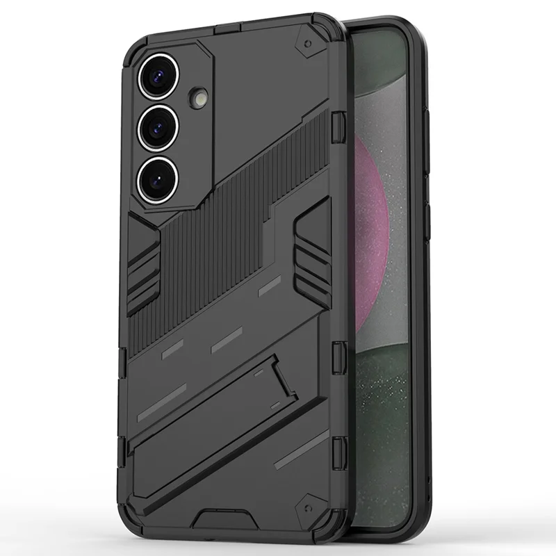 Obudowa do Samsung Galaxy S25, pokrowiec antyudarowy PC+TPU z podstawką - Czarny