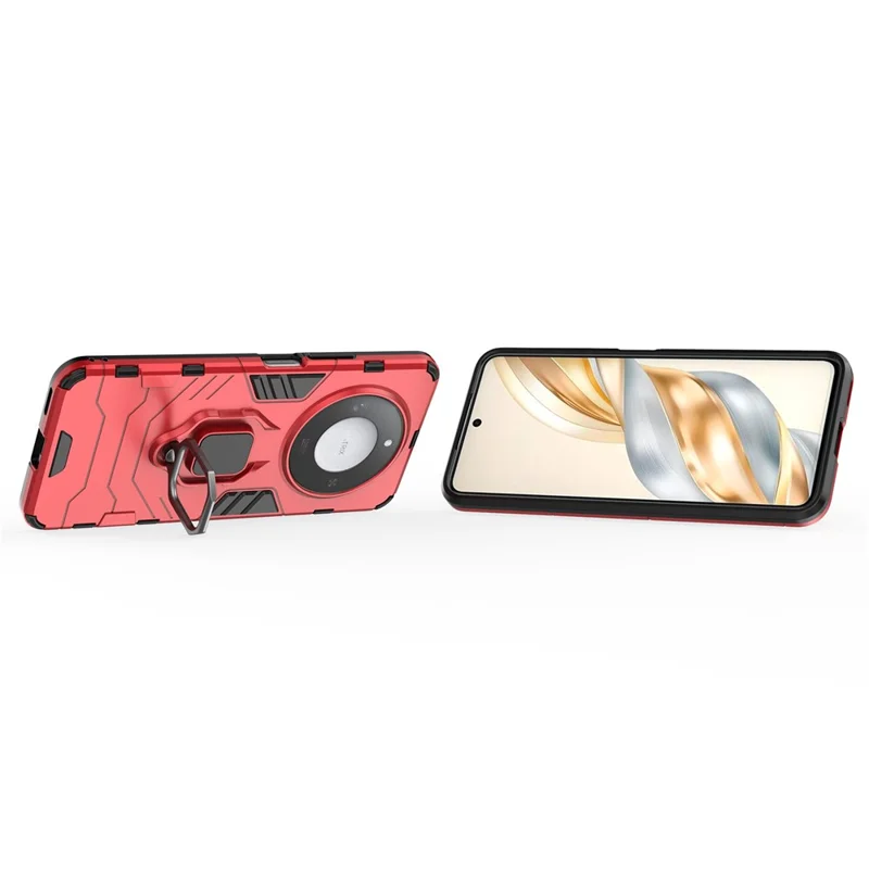 For Honor X60 5G Case Ring Kickstand PC+TPU Protective Phone Cover - Red