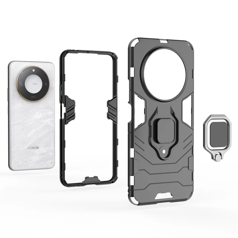 For Honor X60 5G Case Ring Kickstand PC+TPU Protective Phone Cover - Red