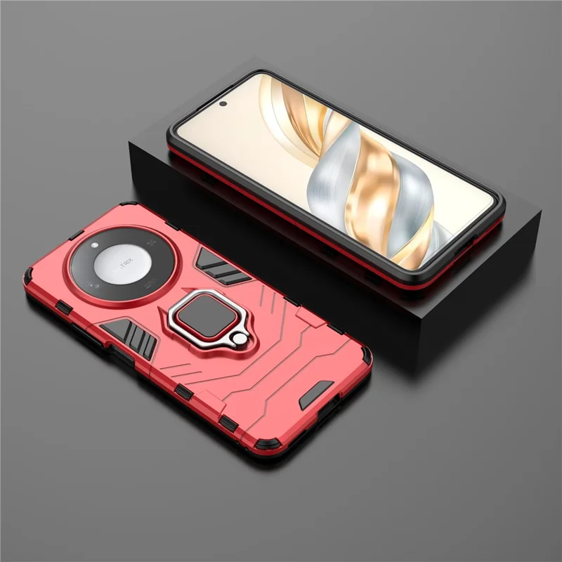 For Honor X60 5G Case Ring Kickstand PC+TPU Protective Phone Cover - Red