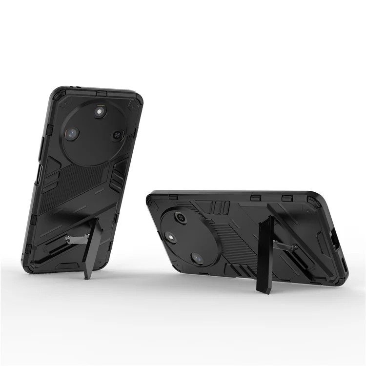 Чехол для телефона For Honor X60 5G, PC+TPU, противоударный, с подставкой - черный