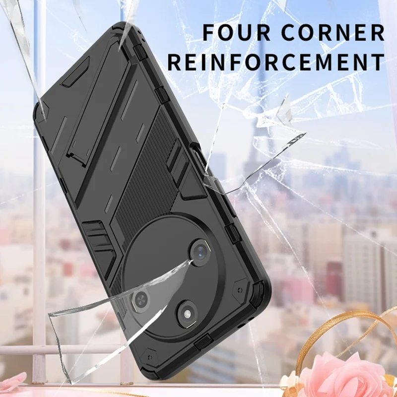 Чехол для Honor X60 Pro 5G / Magic7 Lite 5G из ПК+ТПУ с противоударной защитой и подставкой - Черный