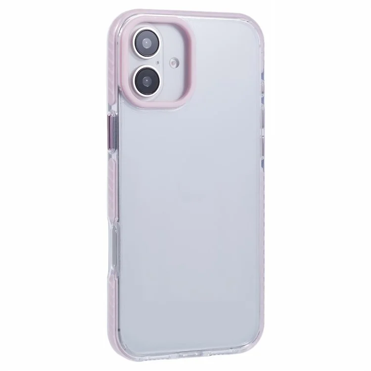 For iPhone 16 Plus Clear Case TPU+PC Shockproof Phone Back Cover - Pink