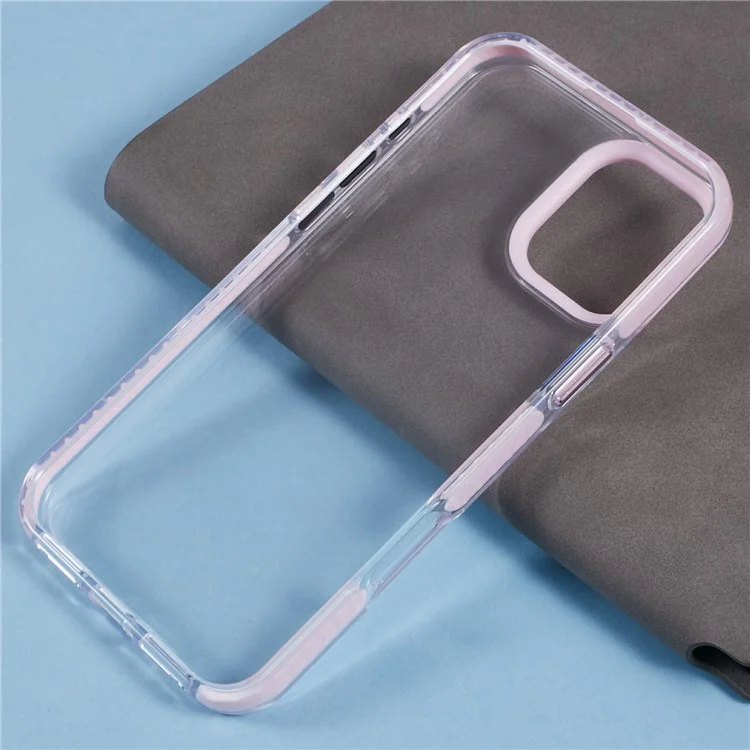 For iPhone 16 Plus Clear Case TPU+PC Shockproof Phone Back Cover - Pink