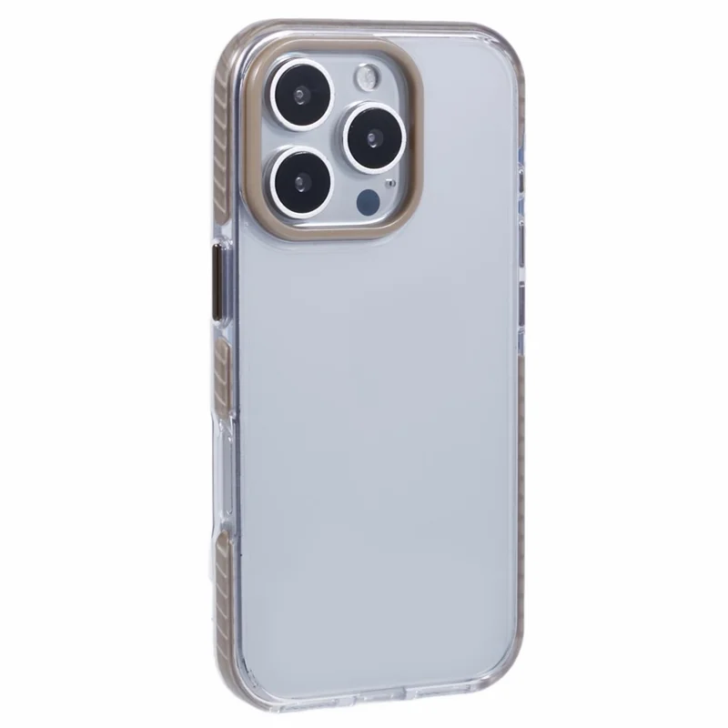 For iPhone 16 Pro Clear Case TPU+PC Shockproof Phone Back Cover - Khaki