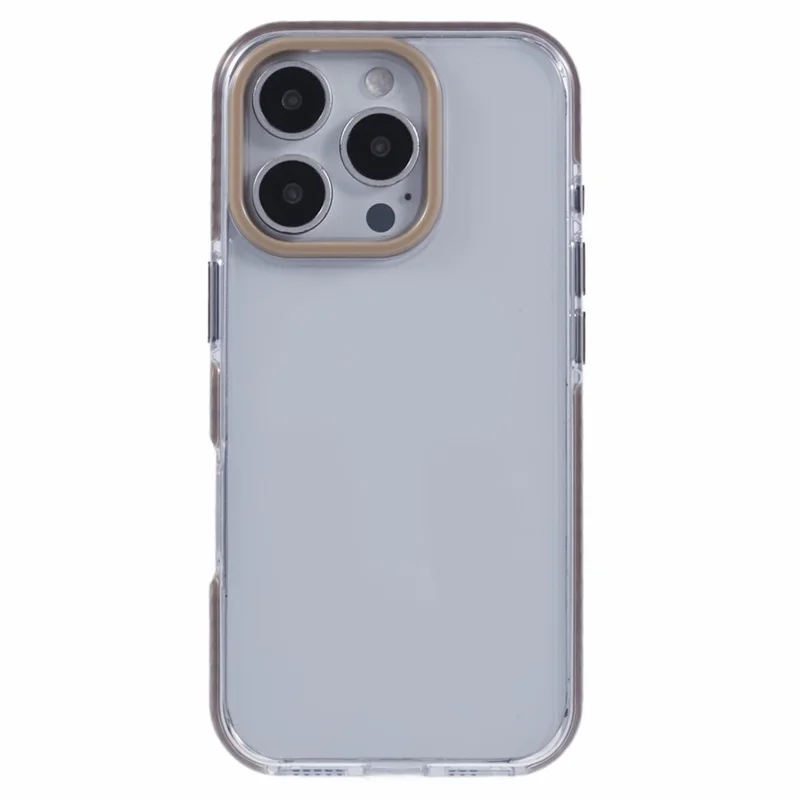 For iPhone 16 Pro Clear Case TPU+PC Shockproof Phone Back Cover - Khaki