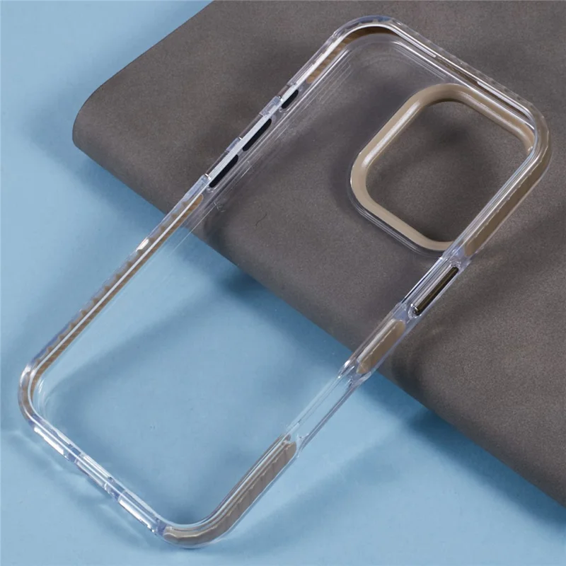 For iPhone 16 Pro Clear Case TPU+PC Shockproof Phone Back Cover - Khaki