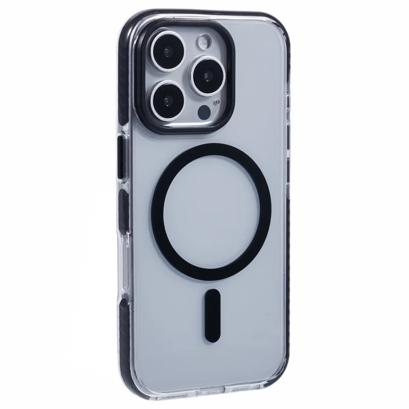 For iPhone 16 Pro Clear Case Compatible with MagSafe TPU+PC Back Cover - Black