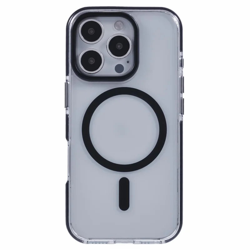For iPhone 16 Pro Clear Case Compatible with MagSafe TPU+PC Back Cover - Black