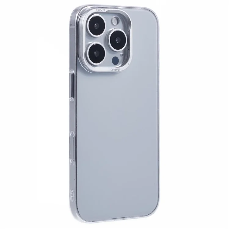 X-LEVEL For iPhone 16 Pro Clear Case with Lens Frame Kickstand PC Slim Phone Back Cover