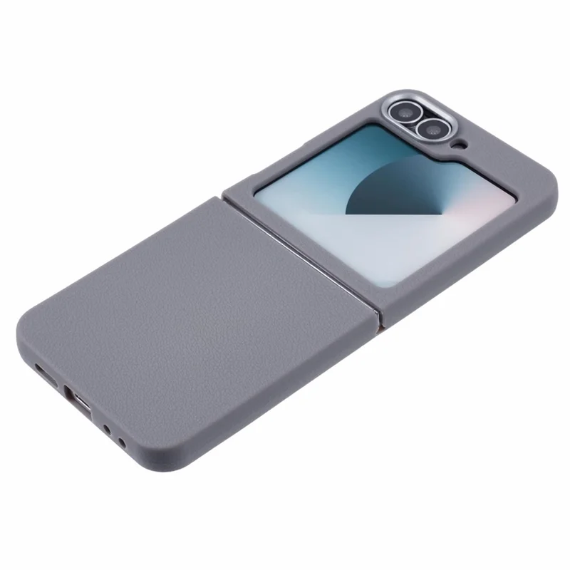 For Samsung Galaxy Z Flip7 FE 5G / Z Flip6 5G / Z Flip5 5G Case Leather Textured TPU Shockproof Phone Cover - Grey