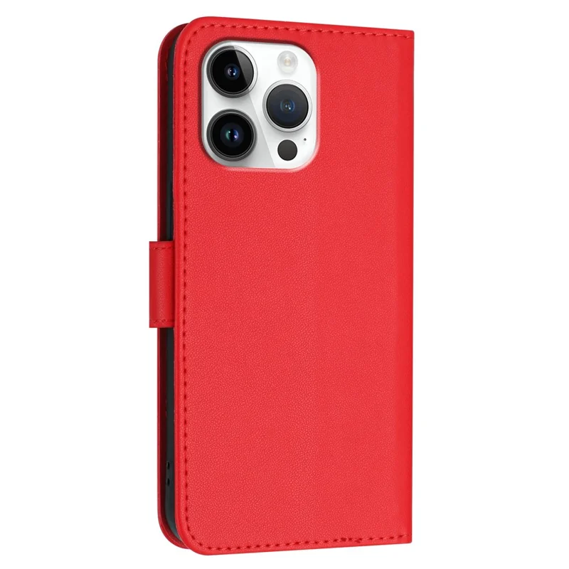 YX0090 For iPhone 16 Pro Max Case Triangle Imprint Leather Phone Cover with Lanyard - Red