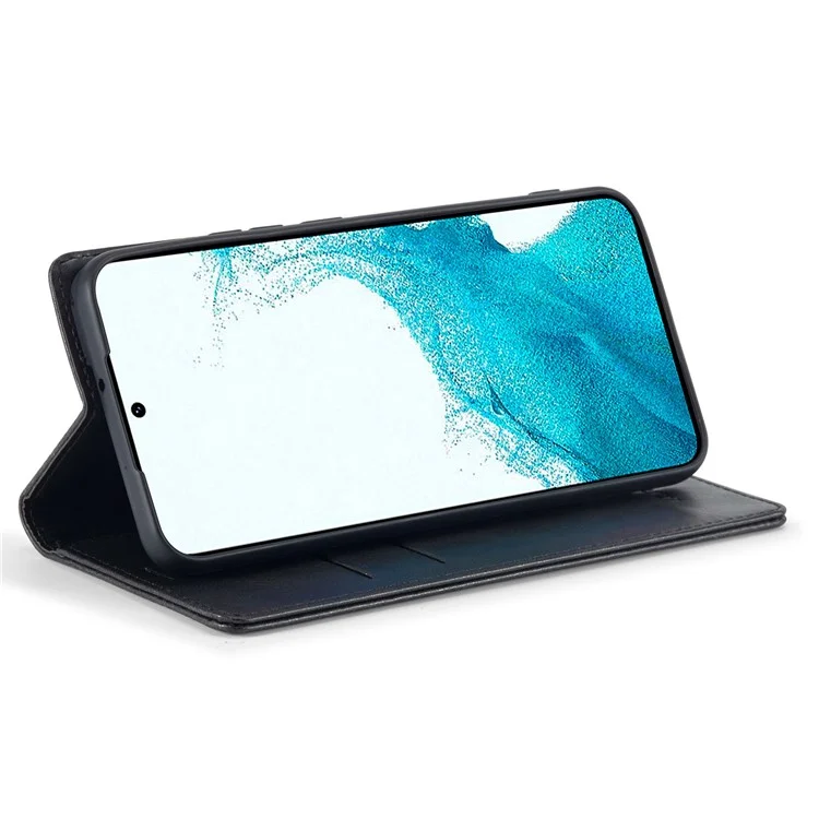 Lc. Imeeke Para Samsung Galaxy S22 5G Anti-scratch Phone Wallet Case Rfid Bloqueo de la Cubierta Del Teléfono Con Soporte - Negro