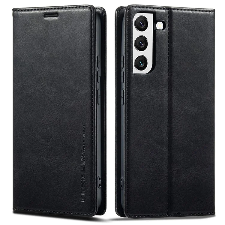 Lc. Imeeke Para Samsung Galaxy S22+ 5G Anti-fall Case Rfid Bloqueo de Cierre Magnético Flip Cuero de Cuero Capilla Protectora - Negro