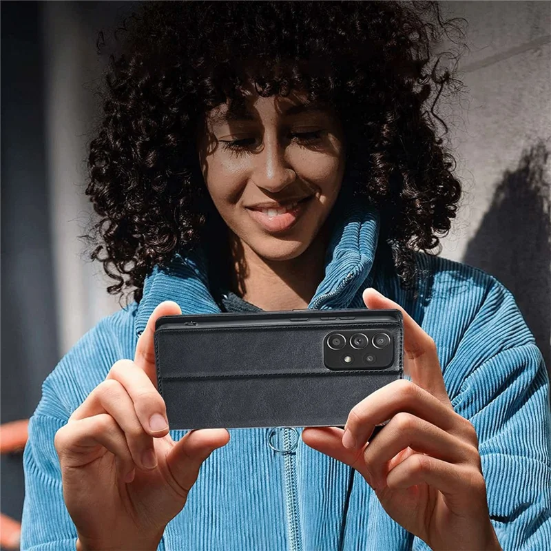 LC.IMEEKE Anti-shock Phone Case for Samsung Galaxy A53 5G, RFID Blocking Magnetic Closure Flip Wallet Stand Cell Phone Cover - Black