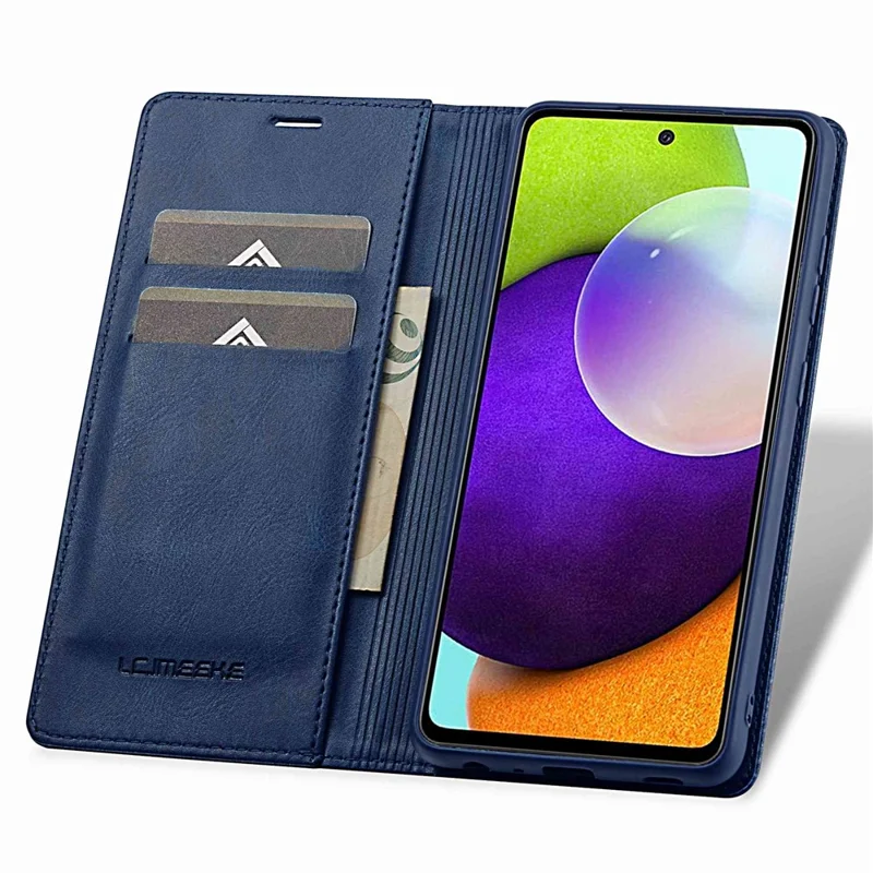 LC.IMEEKE Anti-shock Phone Case for Samsung Galaxy A53 5G, RFID Blocking Magnetic Closure Flip Wallet Stand Cell Phone Cover - Blue